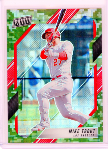 2022 Panini National VIP 44 Mike Trout Green Camo Prizm!