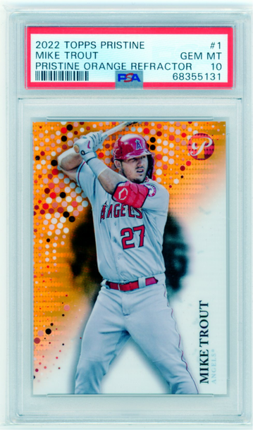 2022 Topps Pristine #1 Mike Trout Pristine Orange Refractor PSA 10 GEM MINT!