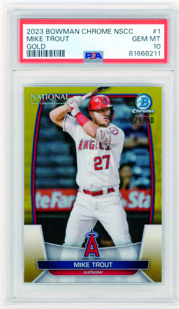 2023 Bowman Chrome NSCC #1 Mike Trout Gold Refractor PSA 10 GEM MINT!