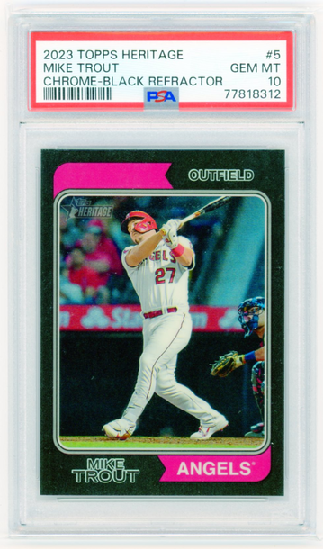 2023 Topps Heritage #5 Mike Trout Chrome-Black Refractor PSA 10 GEM MINT!