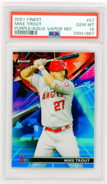 2021 Finest #57 Mike Trout Purple/Aqua Vapor Refractor PSA 10 GEM MINT!