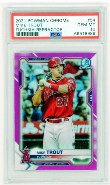 2021 Bowman Chrome #54 Mike Trout Fuchsia Refractor PSA 10 GEM MINT!