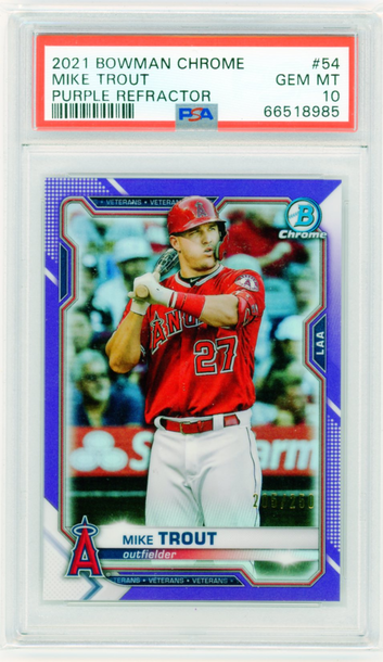 2021 Bowman Chrome #54 Mike Trout Purple Refractor PSA 10 GEM MINT!