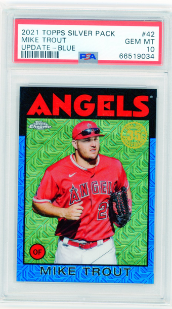 2021 Topps Update Silver Pack #42 Mike Trout-Blue PSA 10 GEM MINT!