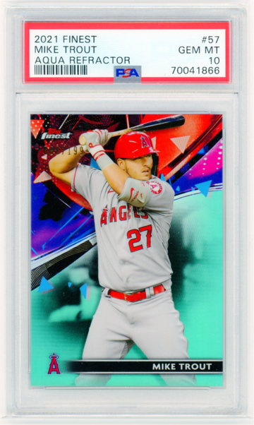 2021 Finest #57 Mike Trout Aqua Refractor PSA 10 GEM MINT!