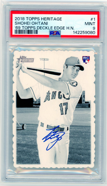 2018 Topps Heritage #1 Shohei Ohtani '69 Topps Deckle Edge H.N. PSA 9 MINT!