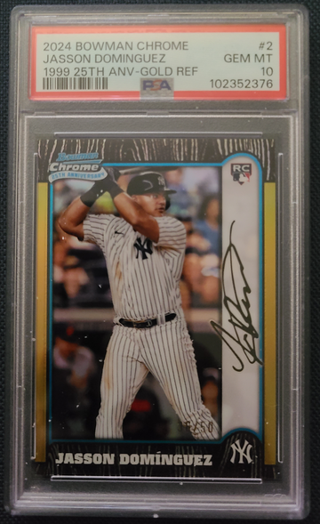 2024 Bowman Chrome Jasson Dominguez 1999-25th Anniv Gold Refractor /50 PSA 10