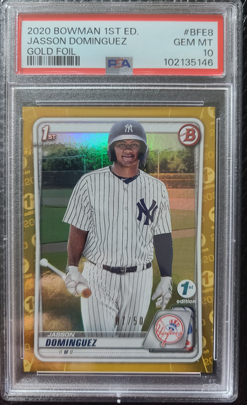 2020 Bowman 1st Edition Jasson Dominguez Gold Foil  PSA 10