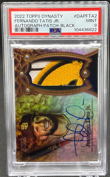 Fernando Tatis Jr 2022 Topps Dynasty Patch Auto Black /5 PSA 9