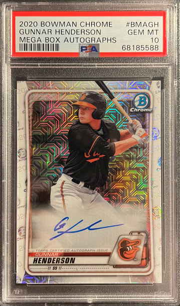 2020 Gunnar Henderson Bowman Chrome Mega Box Mojo Refractor AUTO PSA 10 GEM