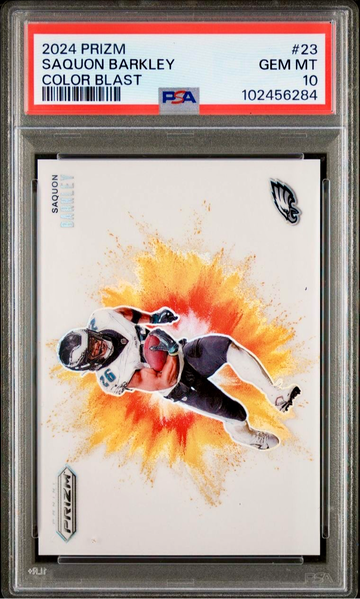 2024 Prizm Saquon Barkley Color Blast PSA 10 Eagles Uni