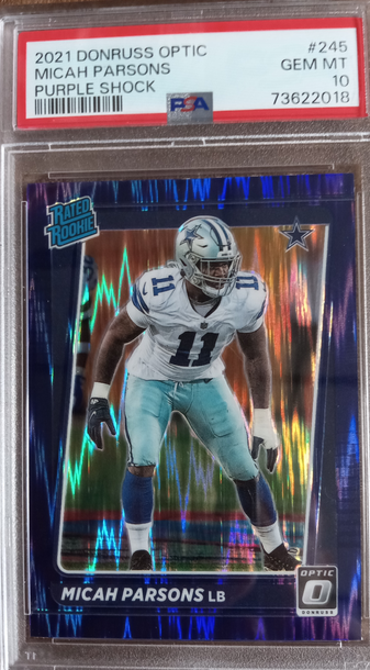 2021 MICAH PARSONS PURPLE SHOCK PSA 10 RATED ROOKIE
