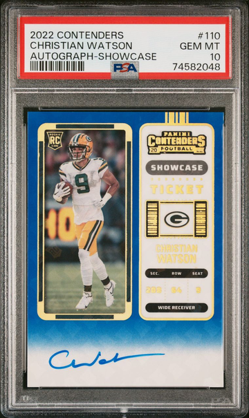 2022 Panini Contenders Christian Watson Showcase Ticket SSP On-card Auto PSA 10 Pop 4