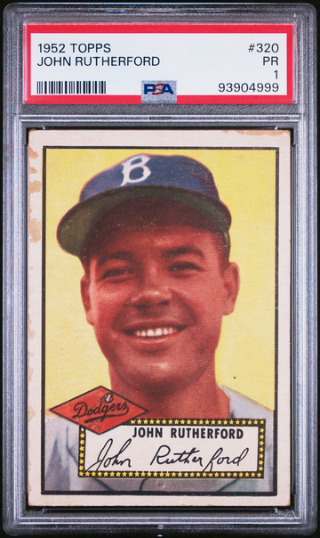 1952 TOPPS #320 John Rutherford Brooklyn Dodgers PSA 1  #93904999 - High Series