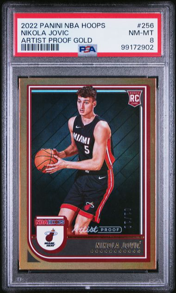 2022 Panini NBA Hoops Nikola Jovic Artist Proof Gold #/10 #256 Heat PSA 8