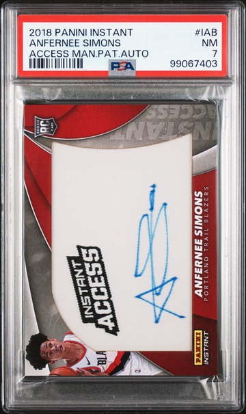 2018 Panini Instant Access Patch Autographs Anfernee Simons #1/10 #IAB PSA 7