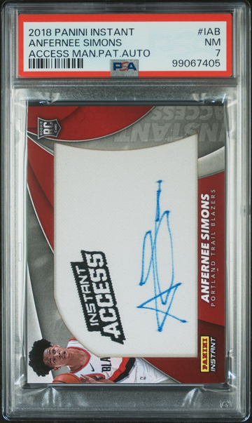 2018 Panini Instant Access Patch Autographs Anfernee Simons #8/10 #IAB PSA 7