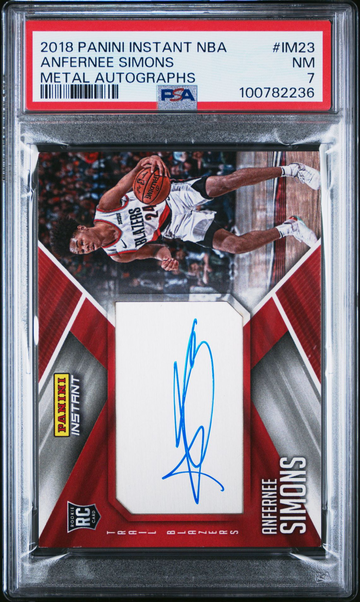 2018 Panini Instant NBA Anfernee Simons #3/5 Metal Autographs #IM23 PSA 7 NM