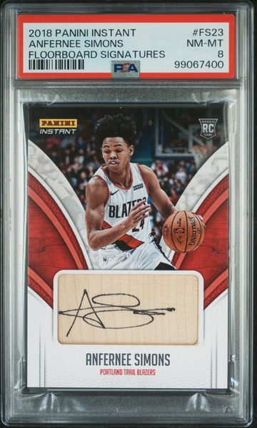 2018 Panini Instant Floorboard Signatures Anfernee Simons #9/10 #FS23 PSA 8