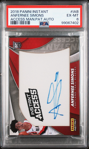 2018 Panini Instant Access Patch Autographs Anfernee Simons #6/10 #IAB PSA 6