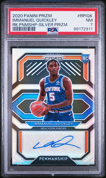 2020 Panini Prizm Immanuel Quickley Rk.Pnmshp-Silver Prizm #RPIQK Knicks PSA 7