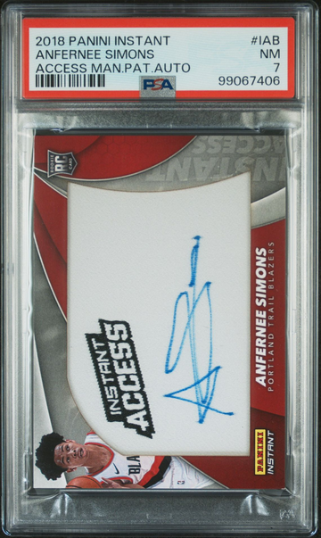 2018 Panini Instant Access Patch Autographs Anfernee Simons #3/10 #IAB PSA 7