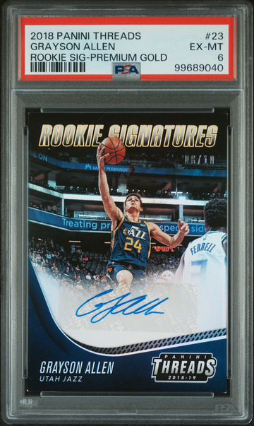 2018 Panini Threads Grayson Allen Autograph Gold #/10 #23 GOLD SSP Jazz PSA 6