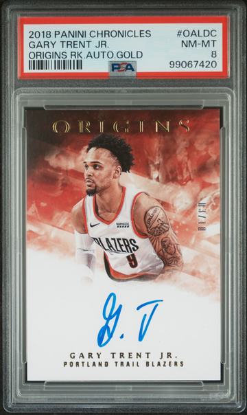 2018 Panini Chronicles Origins Rookie Auto Gary Trent Jr. Gold /10 #OALDC PSA 8