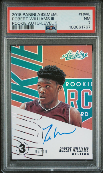 2018 Panini Absolute Robert Williams III Rookie Auto Level 3 #3/10 #RWL PSA 7