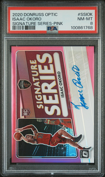 2020 Donruss Optic Isaac Okoro Signature Series Pink #14/25 #SSIOK PSA 8