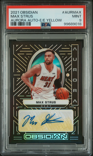 2021 Panini Obsidian Max Strus Autograph #/10 GOLD #AURMAX Miami Heat PSA 9