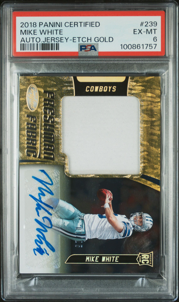 2018 Panini Certified Mike White Auto Jersey Etch Gold #1/25 #239 PSA 6