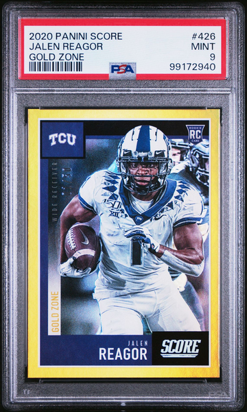 2020 Panini Score Jalen Reagor Gold Zone #/50 #426 Football TCU PSA 9 MINT