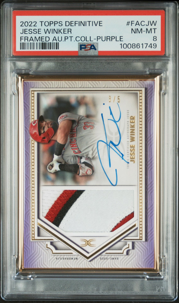 2022 Topps Definitive Jesse Winker Framed Auto Purple Patch #3/5 #FACJW PSA 8