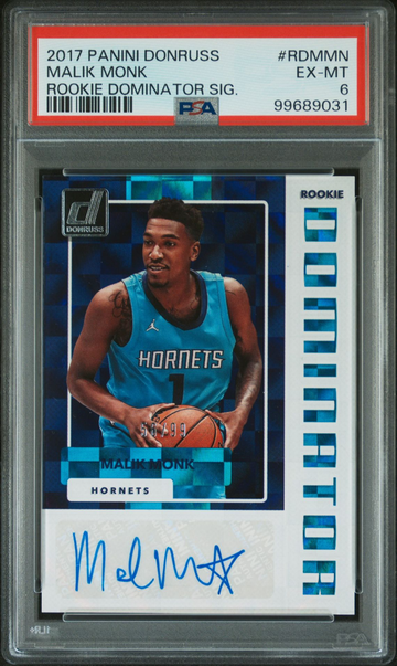 2017 Panini Donruss Malik Monk Autograph #/99 #RDMMN Basketball Hornets PSA 6