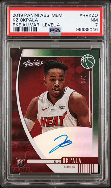 2019 Panini Absolute Mem KZ Okpala Autograph #/5 #RVKZO SSP Miami Heat PSA 7