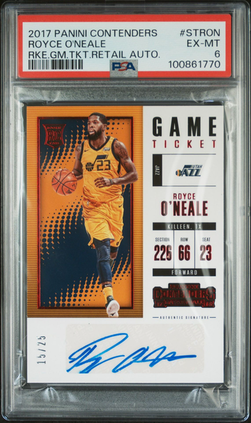2017 Panini Contenders Royce O'neale Rookie Game Ticket Auto #15/25 #STRON PSA 6