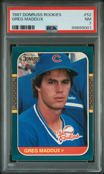 1987 Donruss Rookies Greg Maddux #52 Baseball Chicago Cubs PSA 7