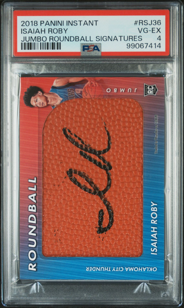 2018 Panini Instant Jumbo Roundball Signatures Isaiah Roby /5 #RSJ36 PSA 4