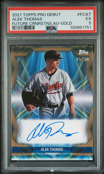 2021 Topps Pro Debut Alek Thomas Future Cornerstones Auto Gold #5/50 #FCAT PSA 5