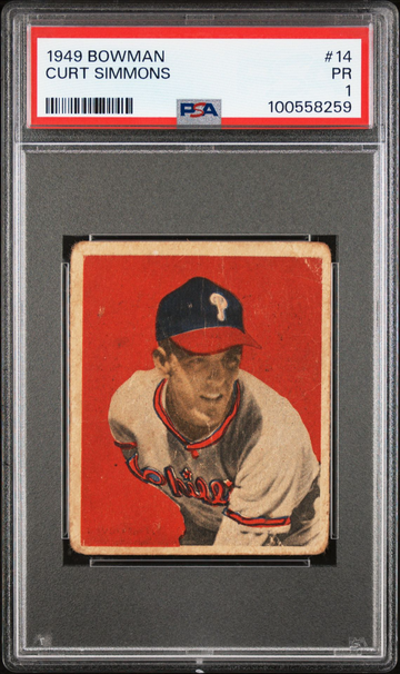 1949 Bowman Curt Simons #14 Baseball Philadelphia Phillies PSA 1
