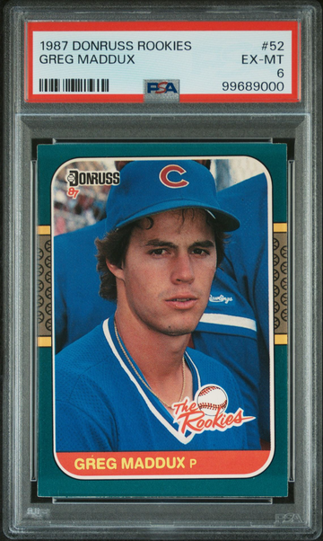 1987 Donruss Rookies Greg Maddux #52 Baseball Chicago Cubs PSA 6