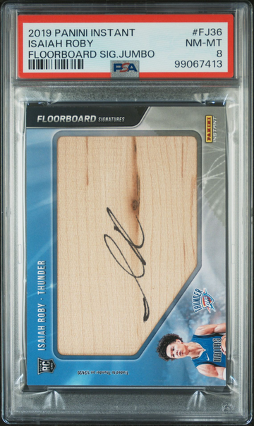 2019 Panini Instant Floorboard Signatures Jumbo Isaiah Roby /5 #FJ36 PSA 8