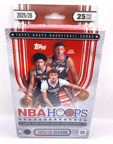 2025-26 Topps NBA Hoops Basketball Sealed Hanger Box 25 Cards Total 