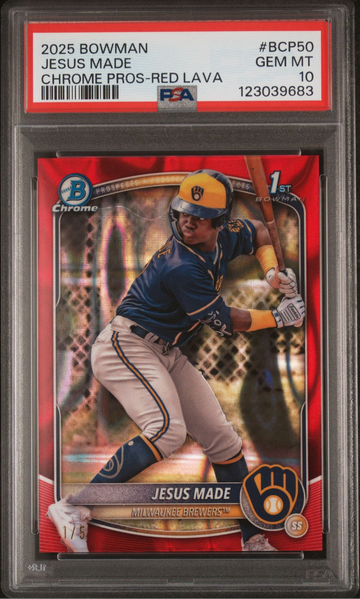 PSA 10 2025 Bowman Chrome Jesus Made Red Lava Refractor /5 SSP