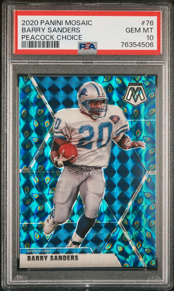 2020 Panini Mosaic Barry Sanders #76 Peacock Choice PSA 10