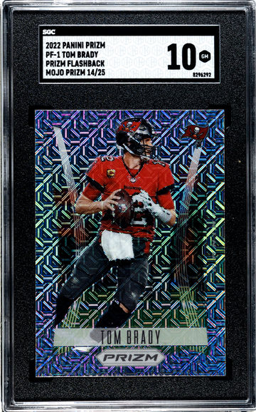 2022 Prizm Tom Brady #PF-1 Prizm Flashback Mojo Prizm /25 SGC 10