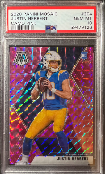 2020 Mosaic Justin Herbert #204 Camo Pink PSA 10