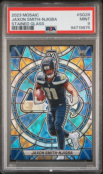 2023 Mosaic Jaxon Smith-Njigba #SG-28 Stained Glass PSA 9