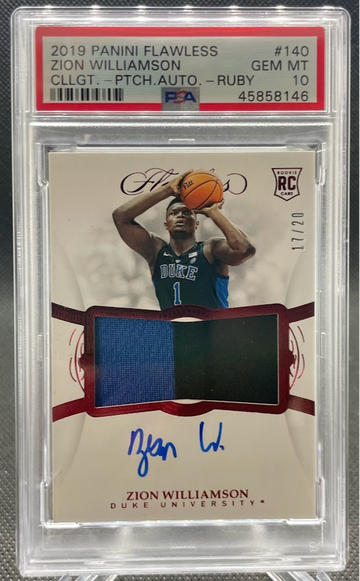 2019 Zion Williamson Panini Flawless Cllgt - Patch Auto - Ruby 17/20